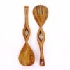 COUVERTS A SALADE EN BOIS D'OLIVIER MOTIF LOSANGE – Image 2